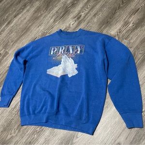 Vintage Praying Hands Pray Hard Sweater Size XL Unisex Christian Jesus